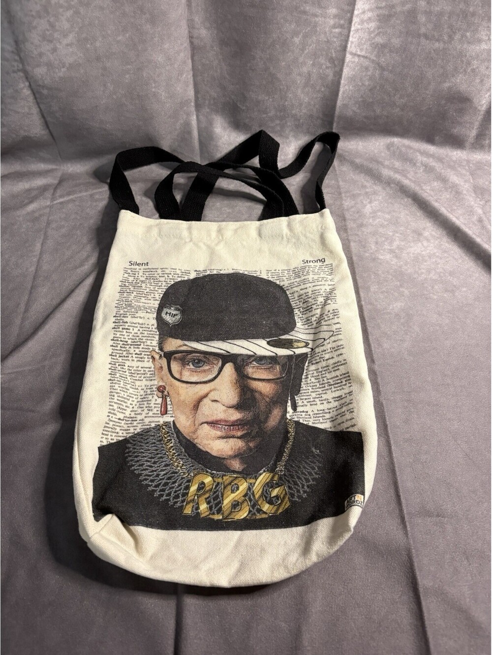 RBG Tote Bag Ruth Bader Ginsburg Hip Hop Graphic Canvas Bag Feminist Icon
